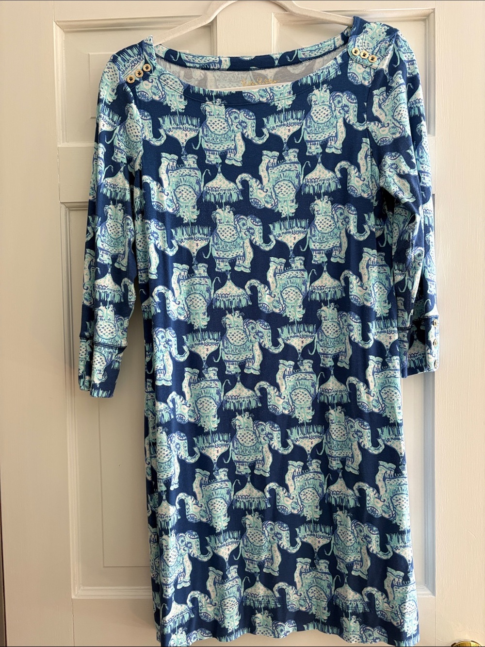 Women’s Navy Blue Elephant Print Shift Dress